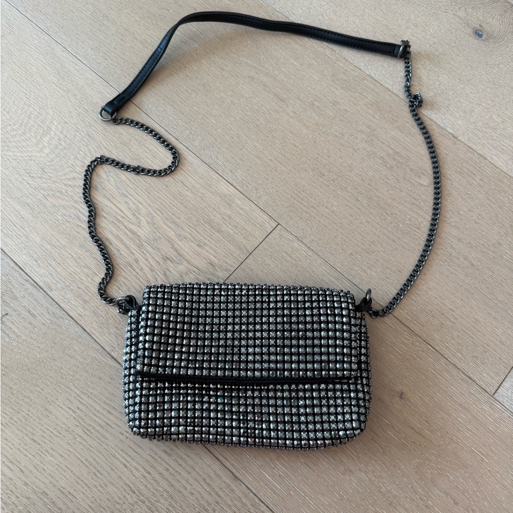 Stylish Black and Silver studded rhinestone Women's Bag crossbody